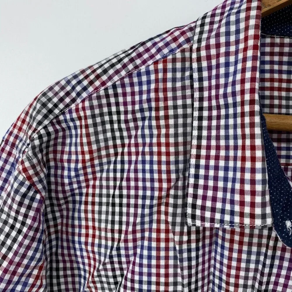 Structure Slim Fit Men's Multicolor Gingham Check Plaid Button Front Shirt XL - Picture 3 of 5